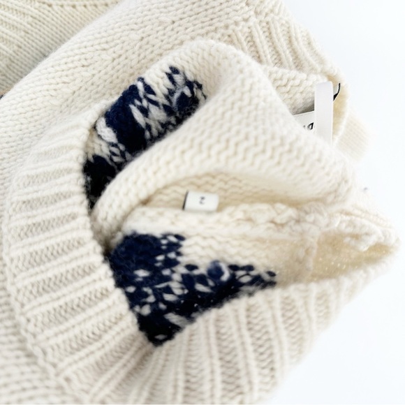 Sandro Sweater Floral Jacquard Ivory Wool Cropped - Picture 7 of 8